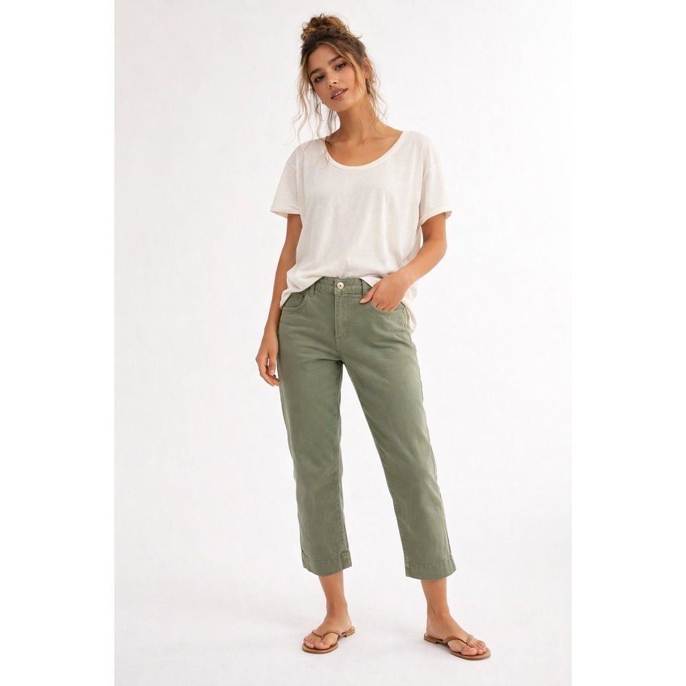 STS Blue Bella Crop Straight Leg Pants Women 27 Sage Green NWT